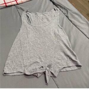Gray Aerie Tie-Front Tank